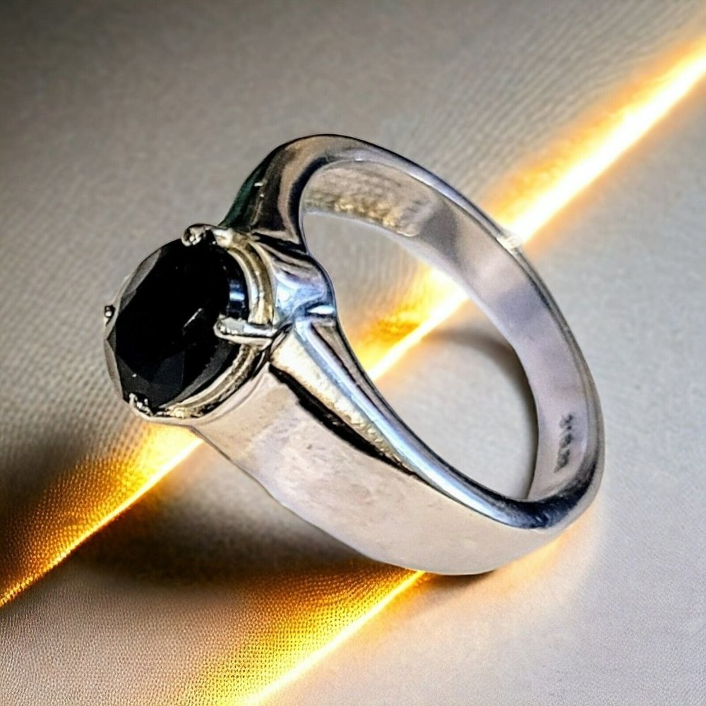 Midnight Sapphire Solitare Ring 2.5 ctw Size 10 Men Teen 316 Stnless Steel Fer12